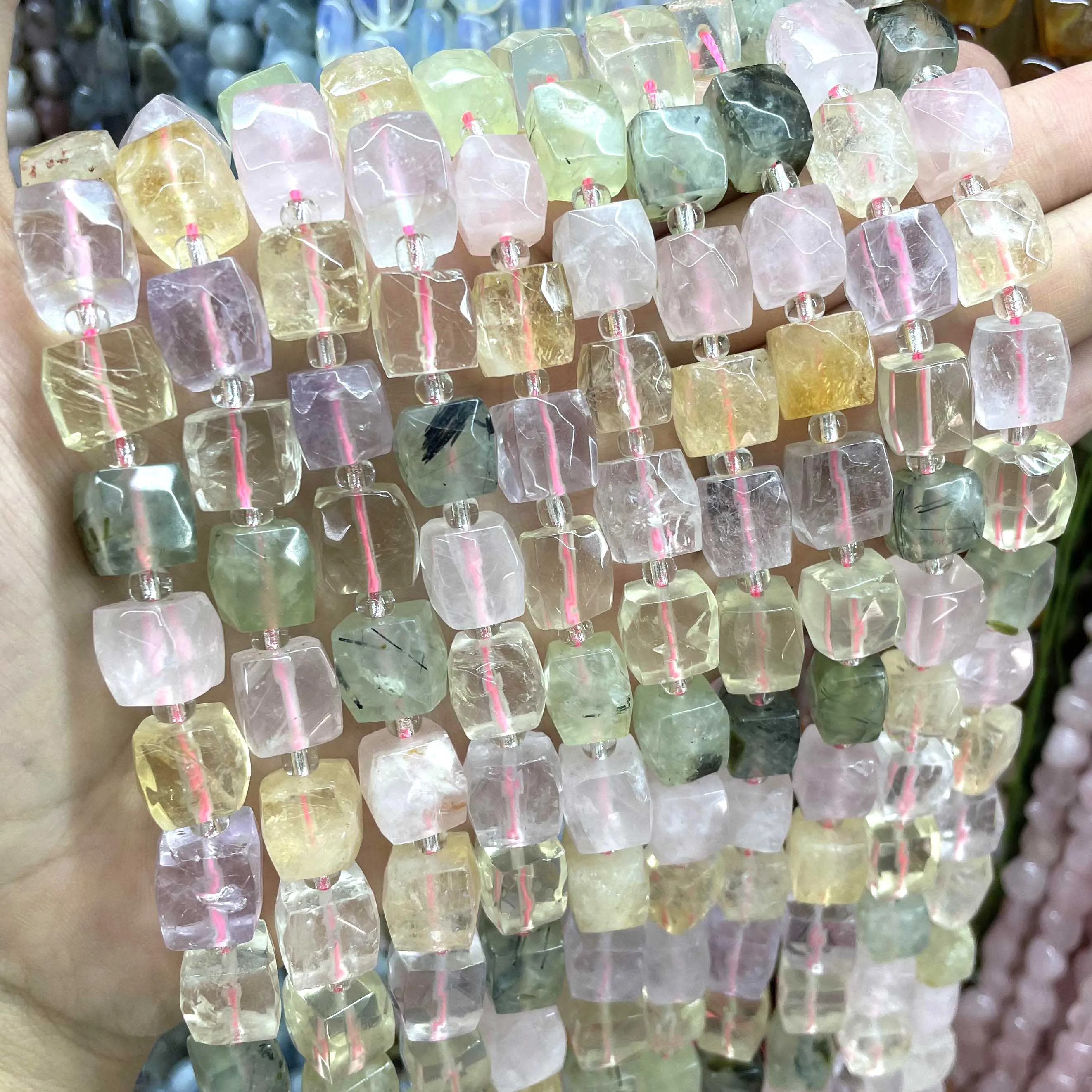 8 10mm Faceted Natural Stone Citrines Amazonite Quartz Jades Aquamarines Spacer Beads For Jewelry Making Diy Necklace Bracelet