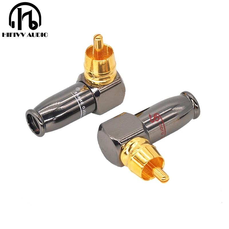 

L Type 24K Gold RCA Plug For Audio amplifier Speaker cable Connector Lockable Adjustable Audio Rca Male plug socket