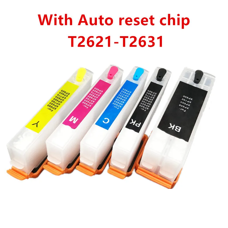 Refillable Ink Cartridge T2621 26XL t2631 2621 for Epson XP510 XP520 XP600 XP605 XP615 XP620 XP625 XP710 XP720 XP800 XP810 XP820