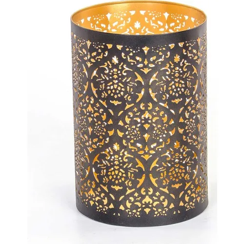 Euro Flora Black Lantern Candle Holder Metal 15x22 cm