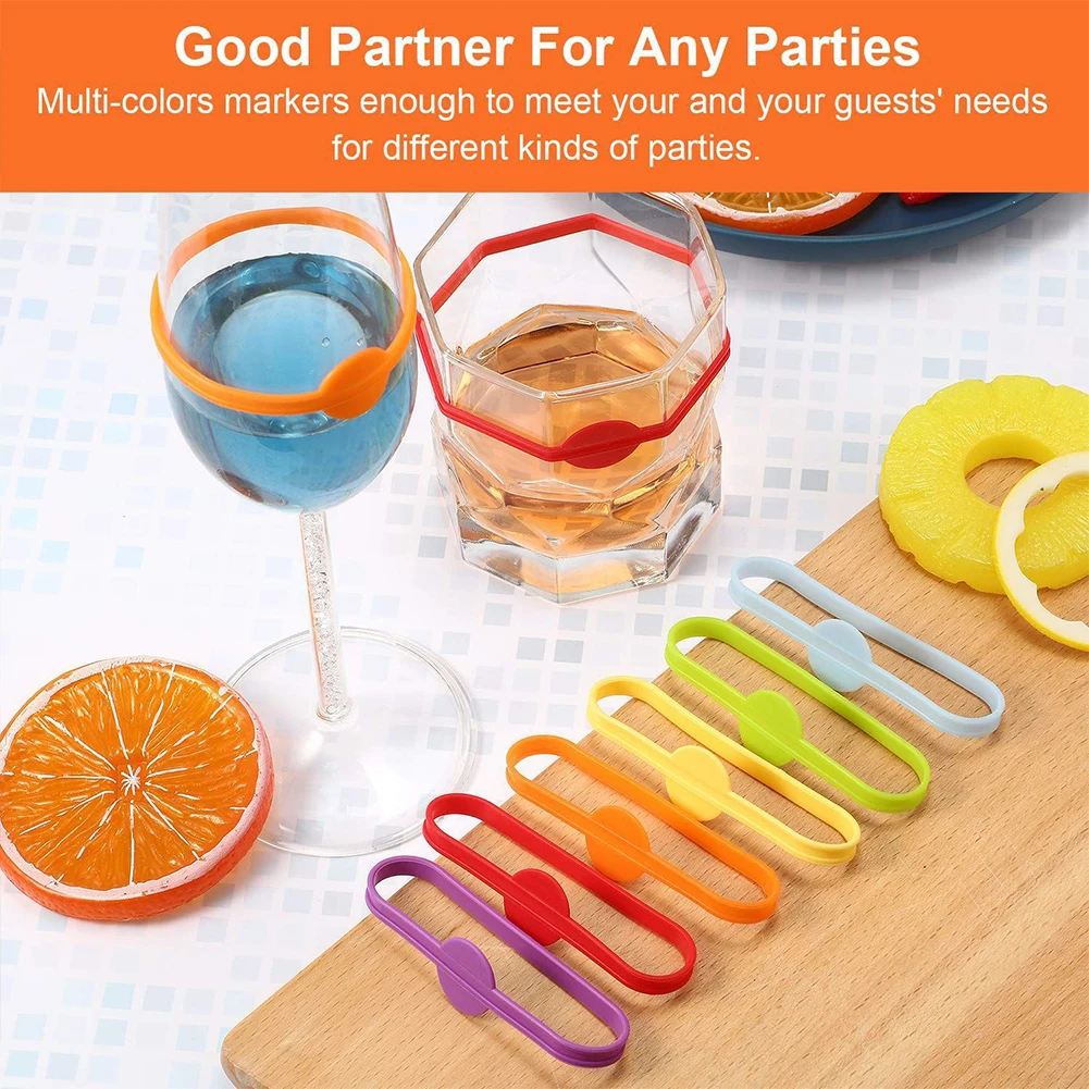 Reusable Drink Marker Wine Glass Silicone Strip Tag Marker Beverage Mark For Champagne Glasses Cocktail Strip Tag Marker