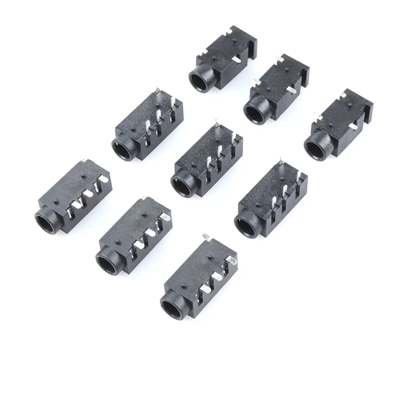 10 Pcs TRRS 3.5 MM Audio Jack Connector Through Holes PCB Horizontal 4 Contact 4 Conductor Right Angle No Internal Switch 4 Pole