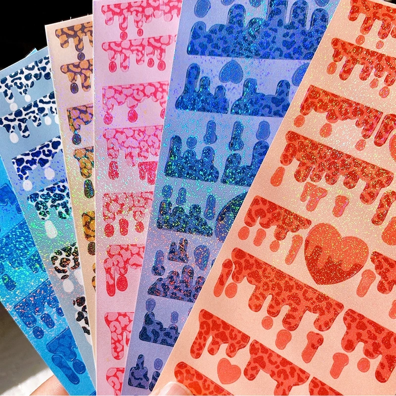 Korean ins Leopard Fluid Stickers Idol Card DIY Scrapbooking Decorative Sticker Diary Album Stick Label Kawaii Stationery