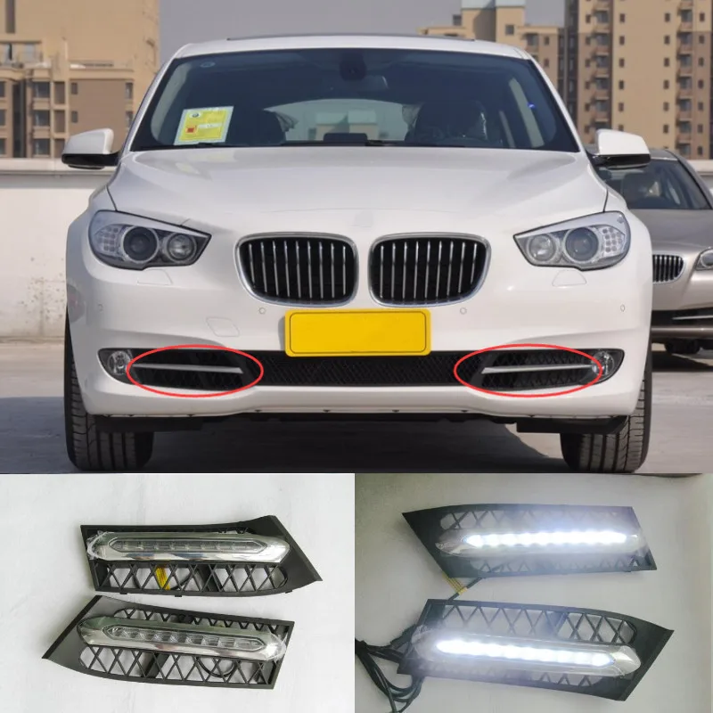 

2 шт. автомобильный бампер фары для BMW GT головсветильник 2010 ~ 2013 светодиодный DRL автомобильные аксессуары противотуманные 535i 550i дневные ходовые огни