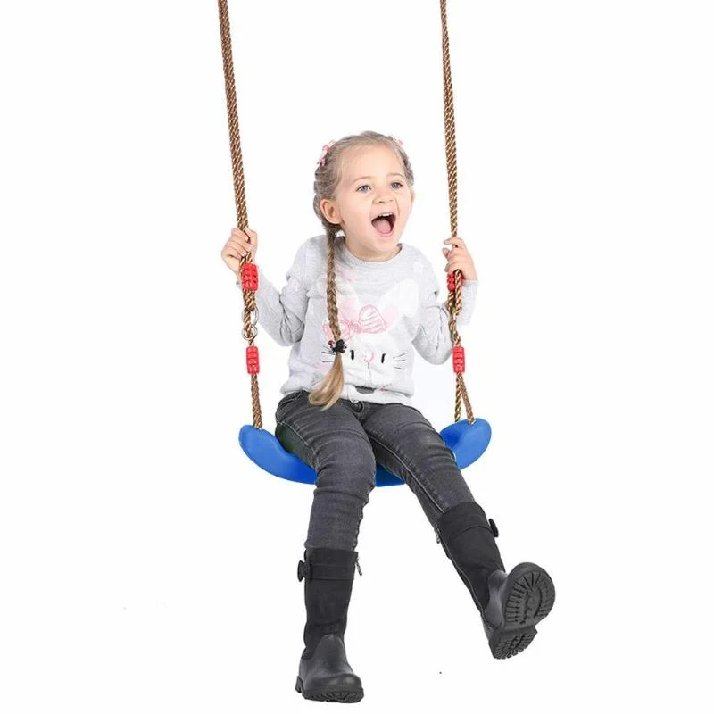 Kids Plastic Swings Hanging Seat Toys with Height Adjustable Ropes Indoor Outdoor Garden Toys Rainbow Curved Board Swing Chair