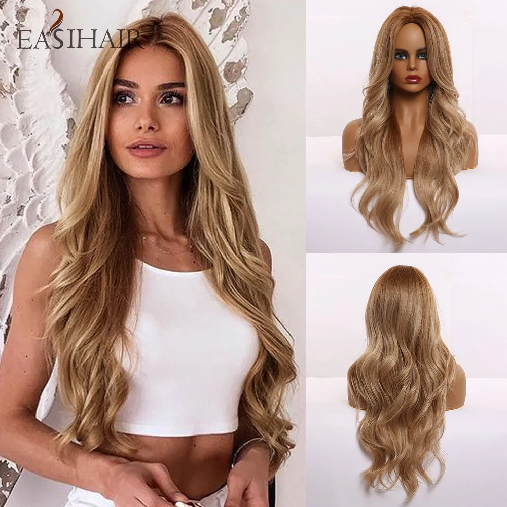 DropShipping EASIHAIR Synthetic Wigs Long Wavy Wigs for Women Heat Resistant Cosplay Wig Natural Hair