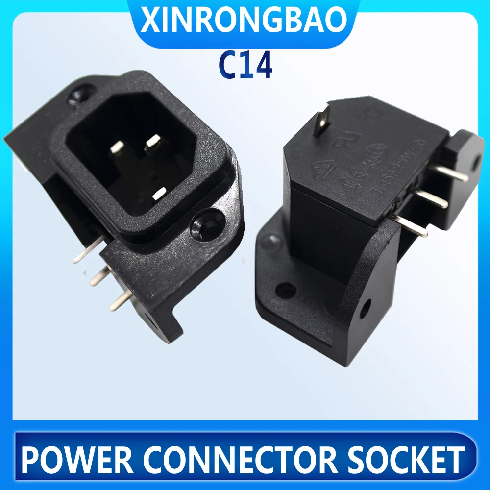 IEC320 C14 AC inlet Power Socket Plug Industrial socket Plug 10A 250V 3Pin Electrical Socket with Up down 4 fixed holes copper E