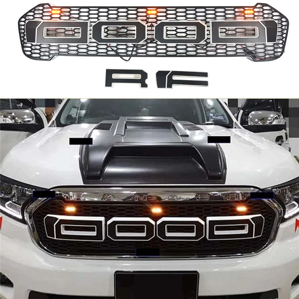 Modified Front Racing Grills Mesh Mask Bumper Cover Fit For Ranger T8 xl xlt xls wildtrack lariat 2015-2018 2019 2020 2021 Car