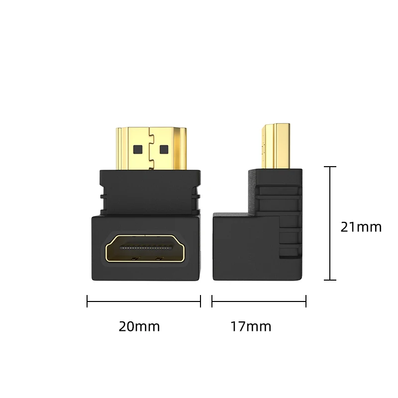 ZOGUO-Macho para Fêmea HDMI Extender Adapter, 90 Graus Conversor de ângulo ascendente, 4K Conector HD para HDTV, Parede, TV, Roku, Laptop