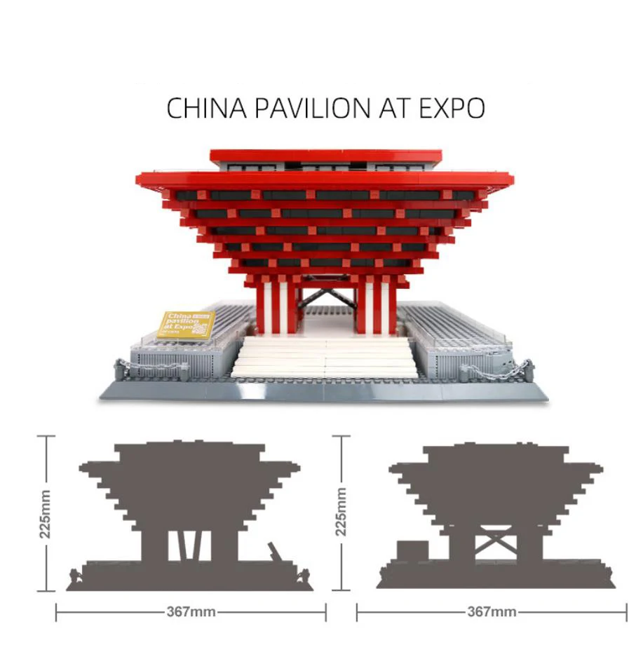 

Modern Architecture Building Block China Pavilion Of Shanghai World Expo 2010 Construction Brick Model Sets Toys For Gifts