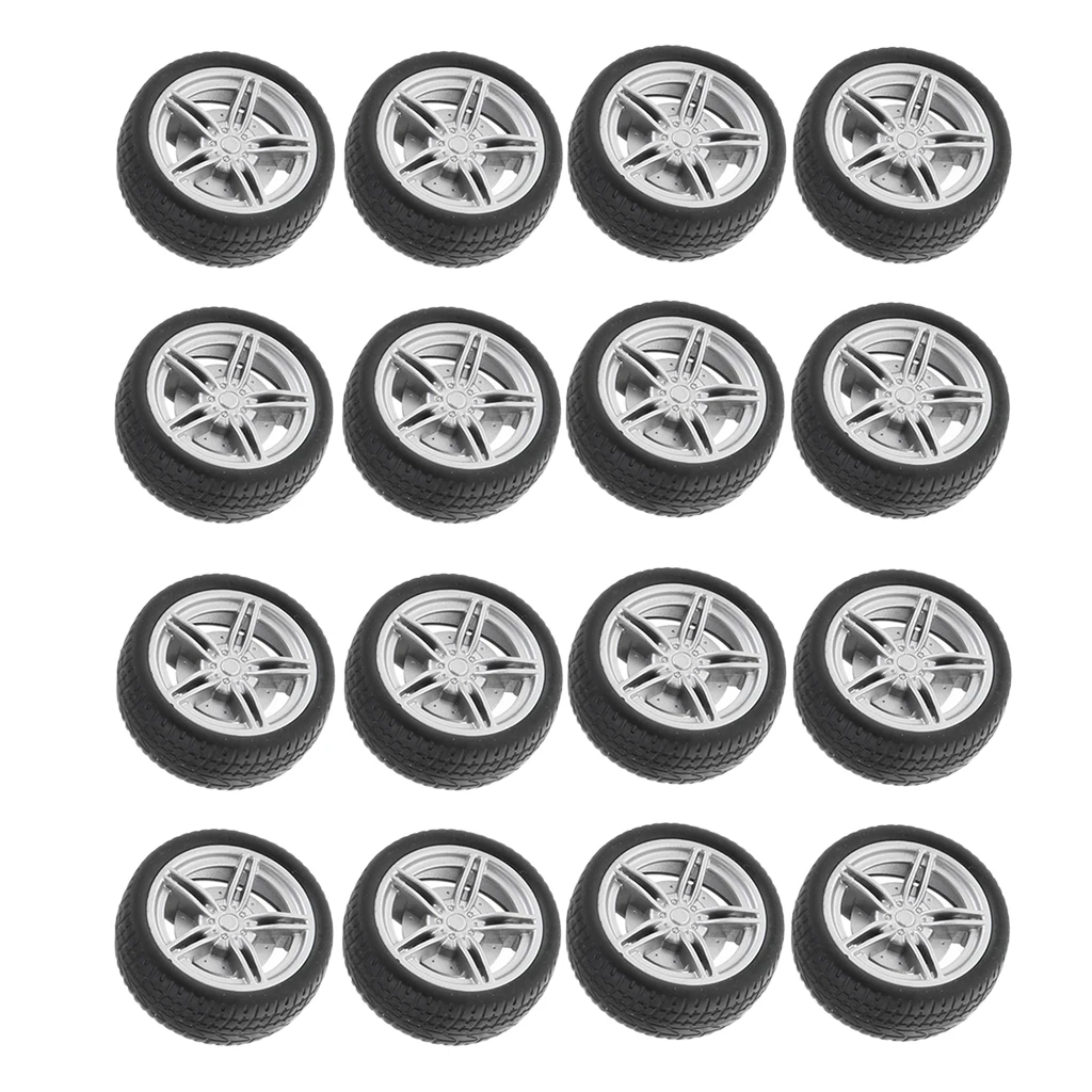 20pcs 30mm Rubber Tires + 5 Spoke Wheel Rim for Remote Control Racing Car