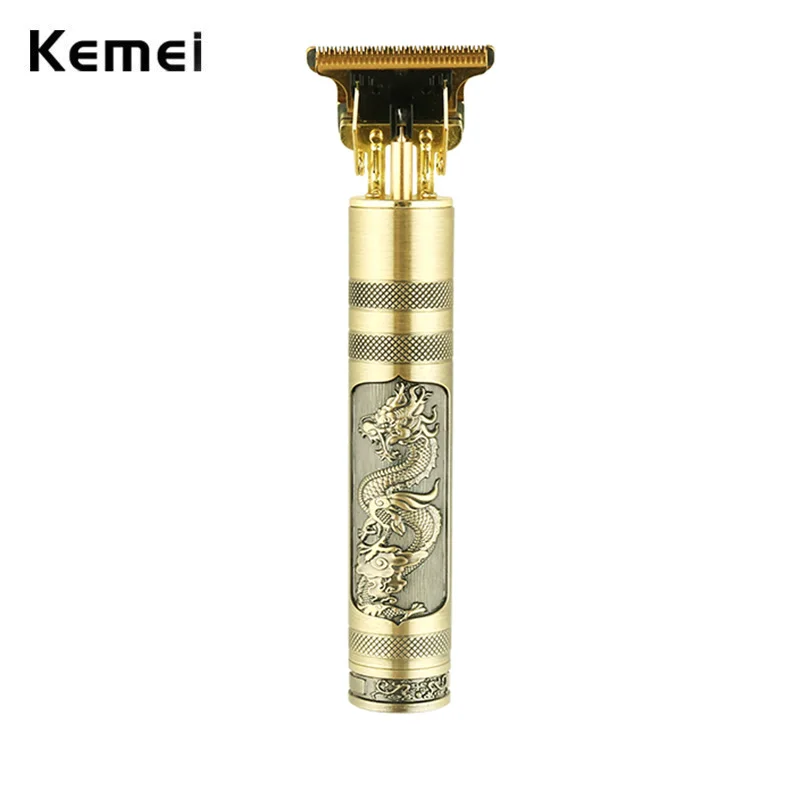 Kemei Pro Li T-blade Dragon Skeleton Heavy Hitter Cordless Trimmer Men Hair Cutter 0mm Baldheaded T9 Finish Cutting Machine