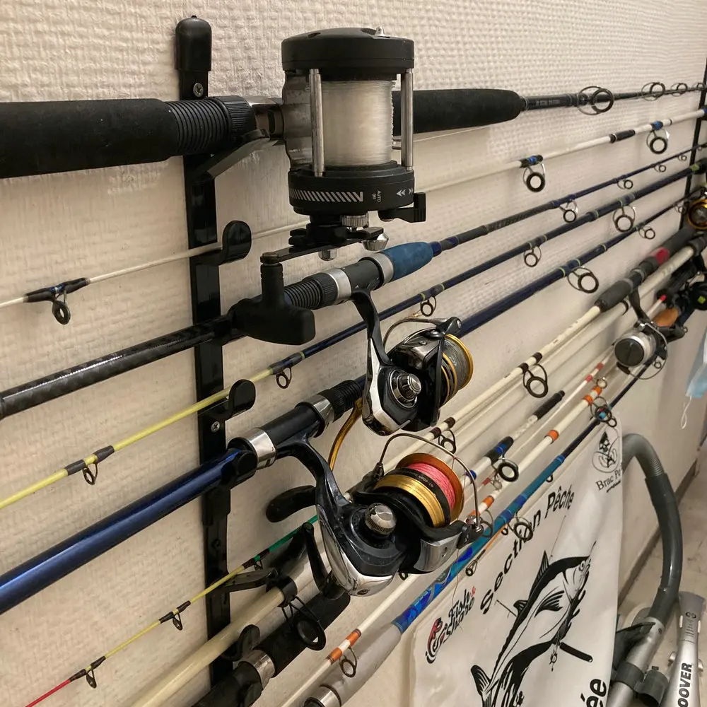 Porta Canne Da Pesca Da Parete Verticale – 6 Slot, Per Garage O Cantina, In Plastica E Gomma