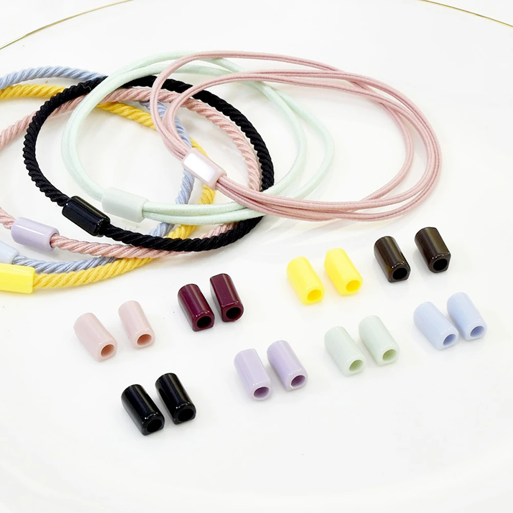 200pcs 2.5mm Headwear Elastic Rubber Band Connector DIY Jewelry Hair Ring Plastic Tube Sleeve Handmade Accessories Material