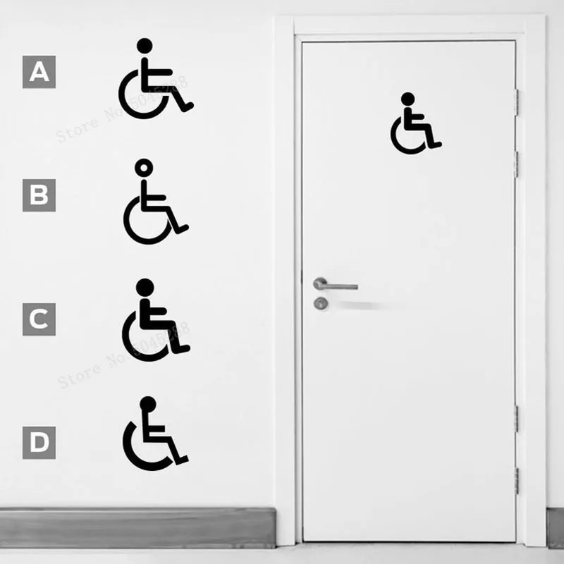 Handicap Bathroom Sign Restroom Toilet Door Decals WC Vinyl Stickers WC Sign Vinyl Wall Decals Handicap Symbol Wallpaper LL1079