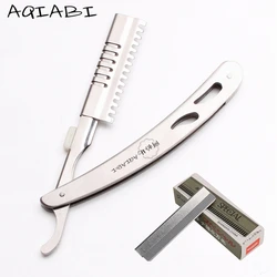 Stainless Steel Salon Sharp Barber Razor Blade Hair Cut Razors Cutting Thinning Knife Hairdresser Tool 1 Pcs + 10 Blades A6103