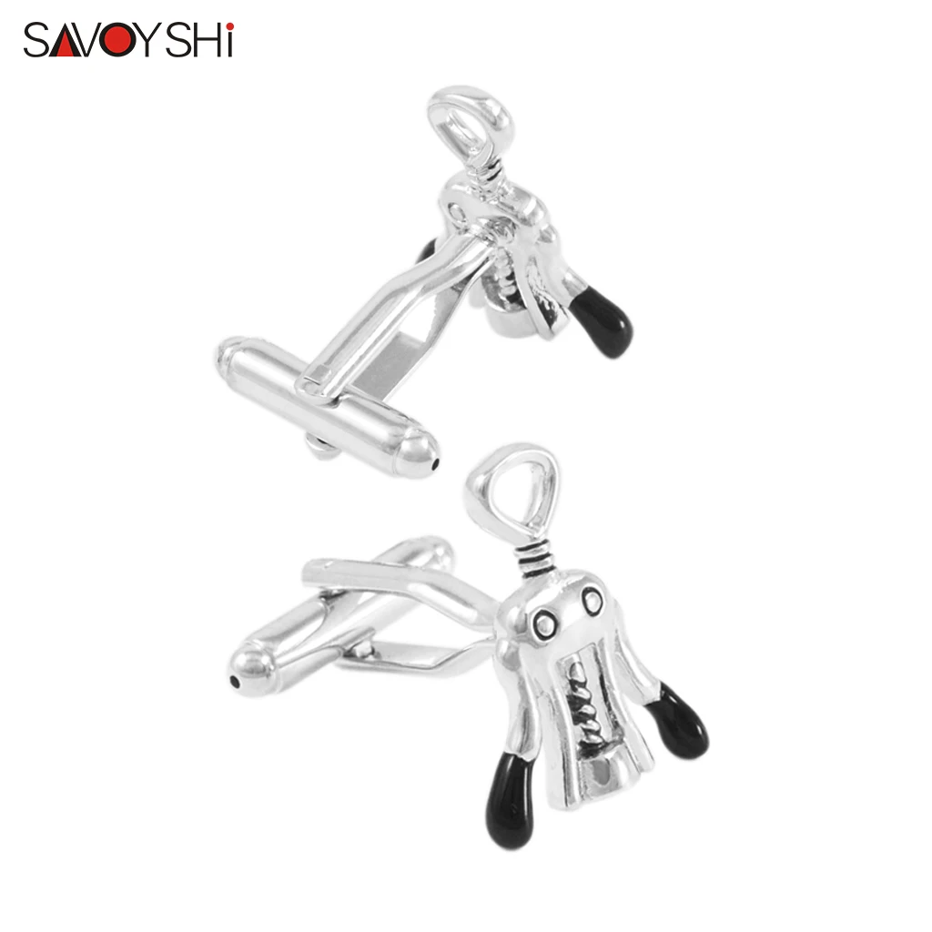 SAVOYSHI Novelty Corkscrew Shaped Cufflinks For Mens Gift Metal Cuffs Accessories Brand Man Jewelry Free Engraving Name