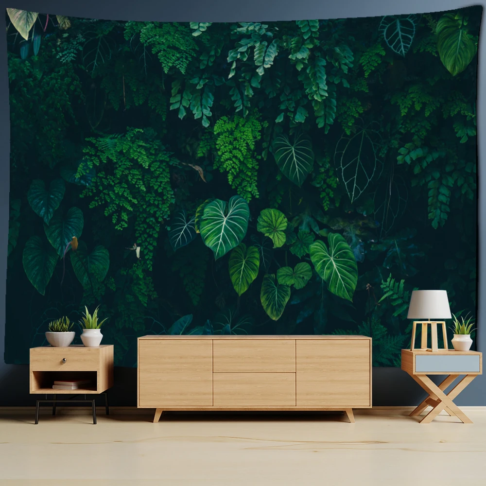 Monstera Leaf Tapestry Wall Hanging Bohemian Style Tropical Plants Natural Scenery Psychedelic Home Decor