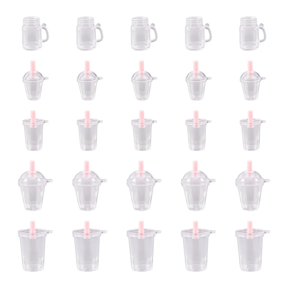 60Pcs/Set Mini Empty Quicksand Frappuccino Cup Charm Simulation Cake Ice Cream Beer Cups Pendant For Keychain DIY Jewelry Making