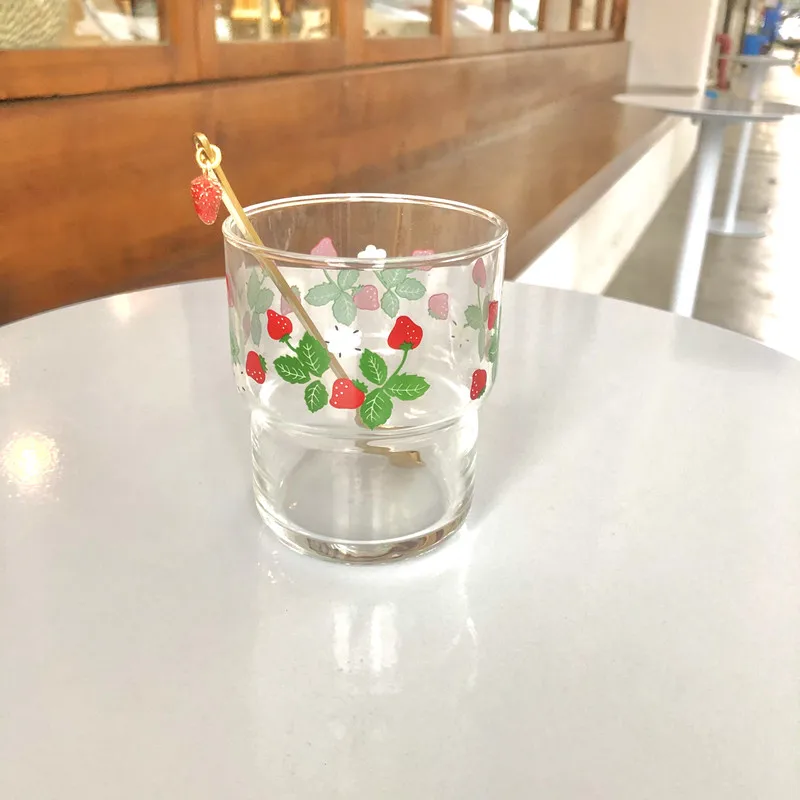 

Mug Cup Coffee Mug Glass Glasses Drinkware Tazas Retro Small Strawberry Glass Milk Juice Cup Посуда кружка стаканы Verre посуда