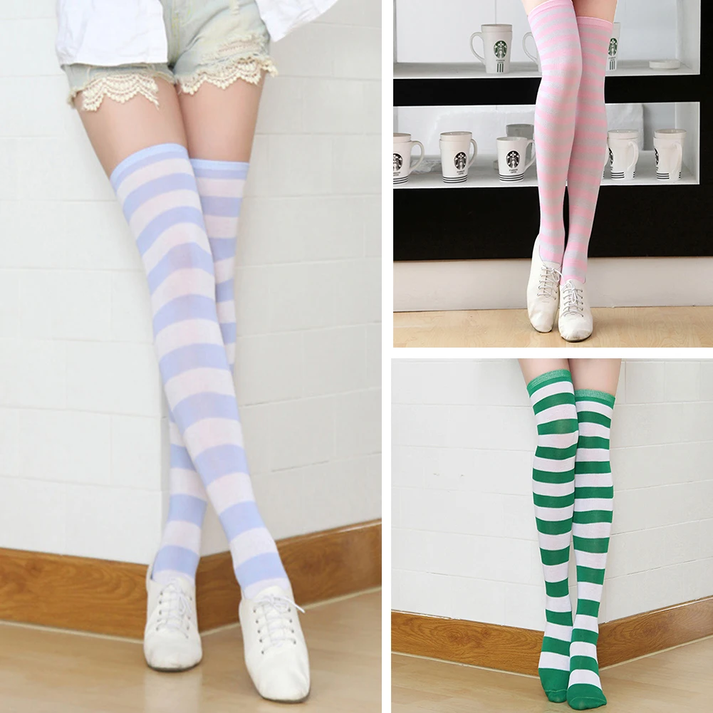 

13 Colors Striped Long Stocking Women Warm Over The Knee Socks Sexy Thigh High Stockings Autumn Winter New 1 Pair