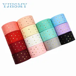 L-20609-523 1-1/2”Hot Gold Dots print Pattern Ribbon , 5 yards DIY handmade hair accessories Material , Bow Decoration