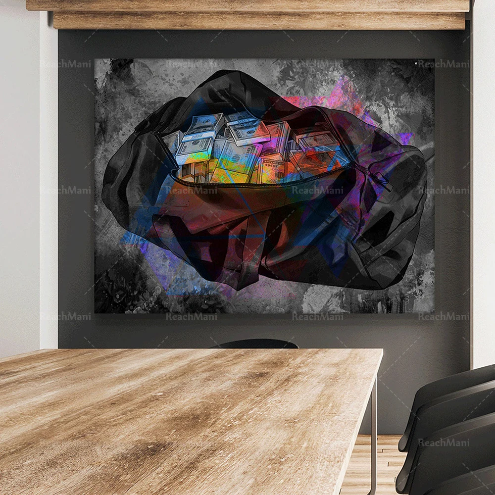 Money bag canvas print wall art office decoration pop art print - view 3
