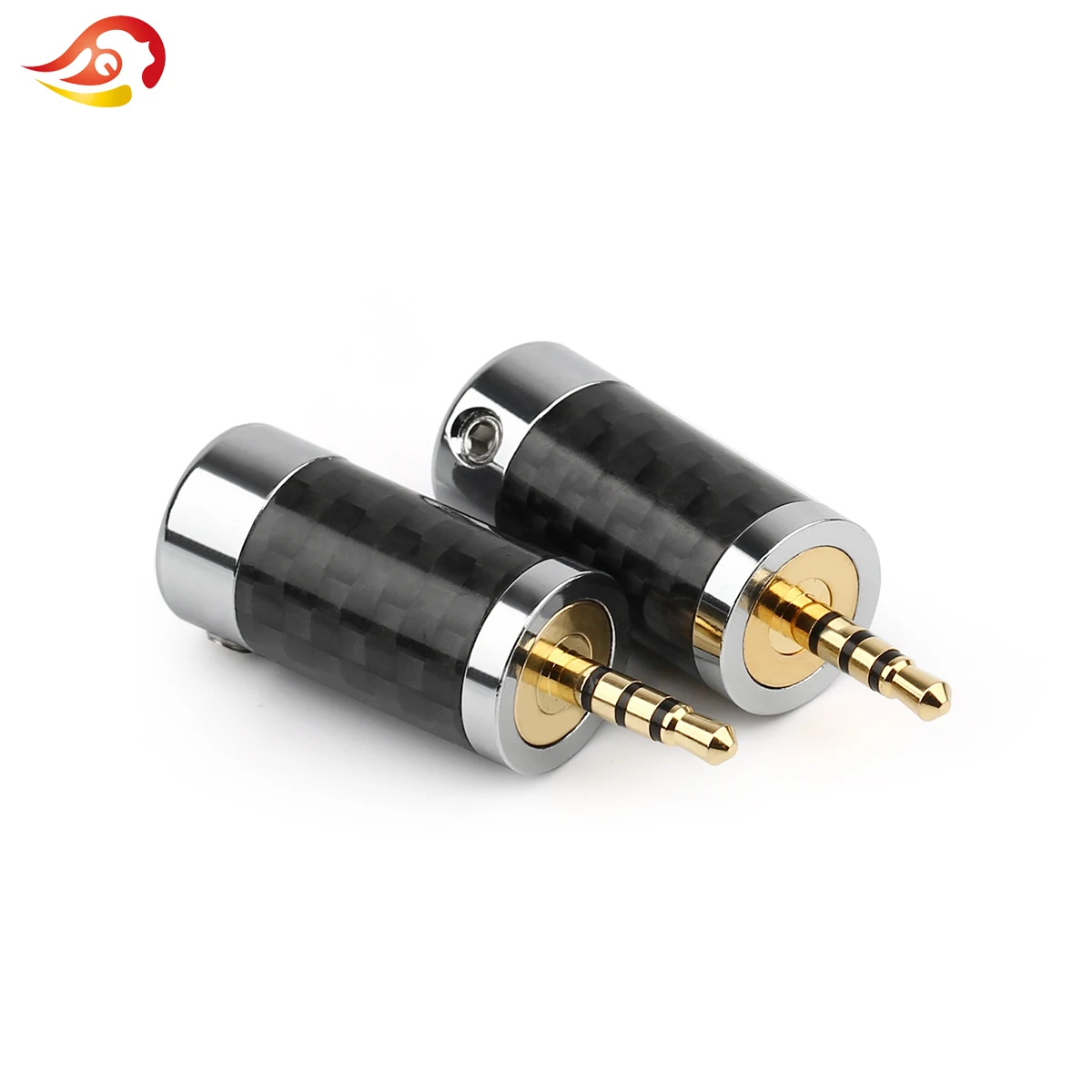 Qyfang Rhodium Mạ Đồng 2.5 Mm 4 Cực Stereo Sợi Carbon Tai Nghe Cắm Tai Nghe Jack Cắm Âm Thanh Đầu Nối Dây Kim Loại Adapter