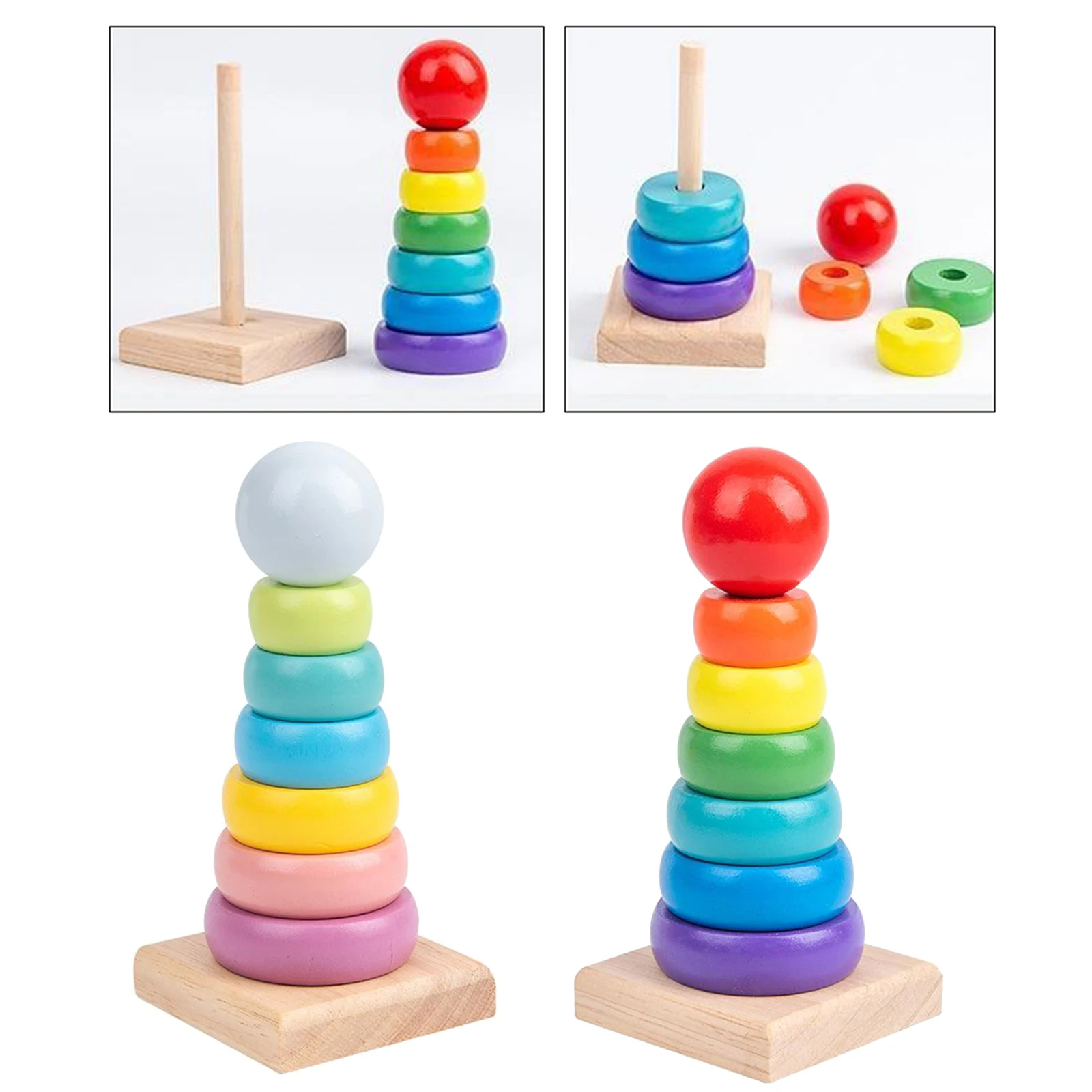 Baby Stacking Turm Farbige Regenbogen Stacking Ring Turm Spielzeug Frühe Pädagogische Intelligenz Spielzeug Kinder Geburtstag Weihnachten Geschenk