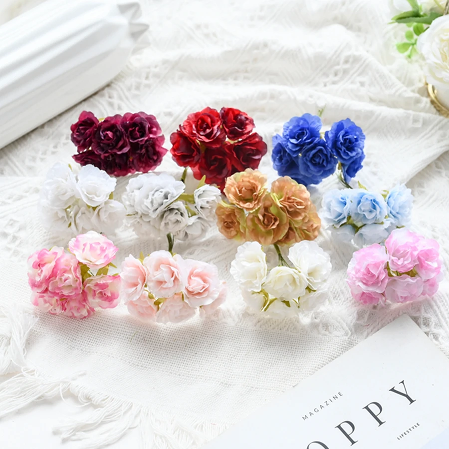 18Pcs Artificial Flowers Rose Bouquet Wedding Decorative Wreath Christmas Decoration Vase Diy Home Garden Candy Box Scrapbooking