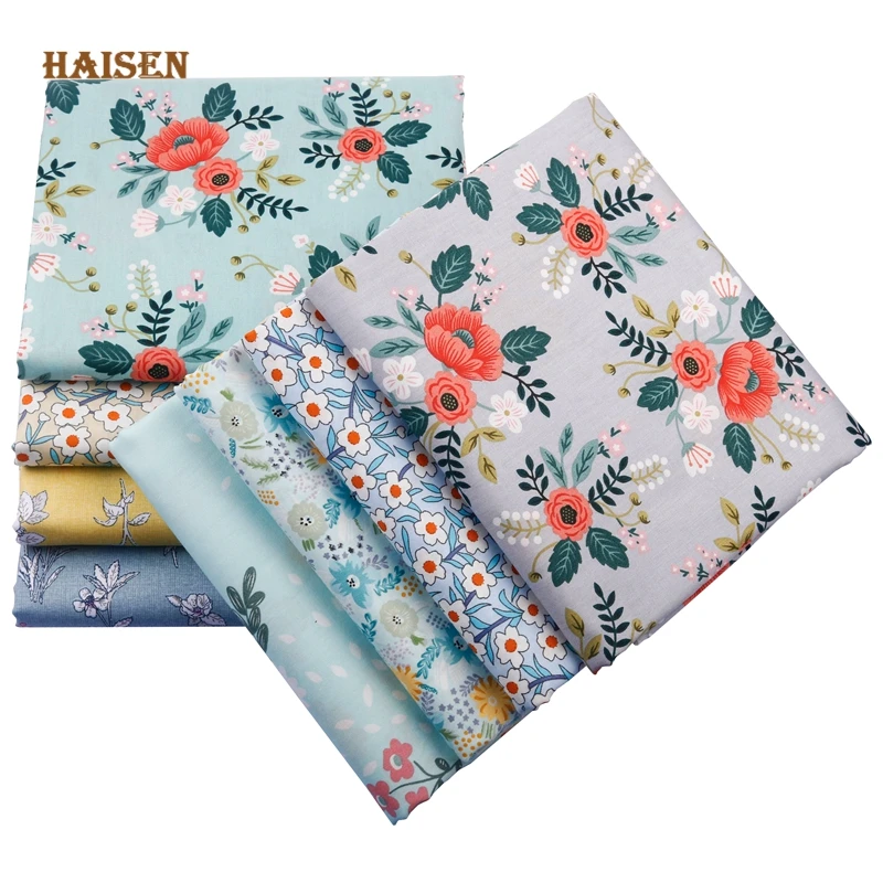 Haisen,8 pz/pacco, tessuto di cotone Twill stampato floreale, panno Patchwork per trapuntatura fai da te cucito materiale per quarti di grasso per