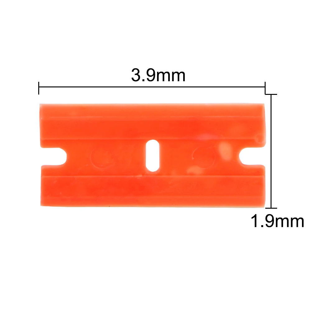 รถตัดสติกเกอร์ไม้กวาด Lable ทำความสะอาดมีดโกนกาว Remover กระจกหน้าต่าง Scraper ทำความสะอาด100Pcs คู่ขอบใบมีดโกนพลาสติก