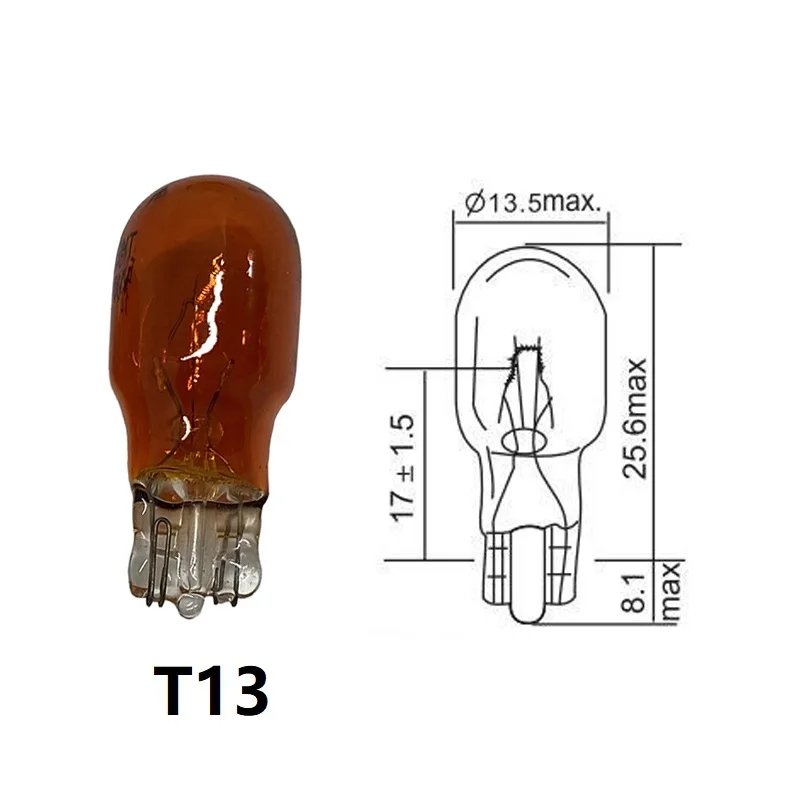 2/4/10X Glass T15 W16W T13 W10W Low Consumption Halogen Bulb Interior Light Automotive Wedge Base White/Amber Clear 12V