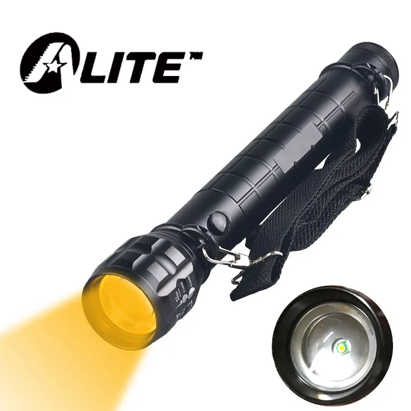 TMWT Handheld Big Torch Light XP-E Yellow LED Warm white light Metal reflector Photo Lamp Zoomable Lantern Flashlight