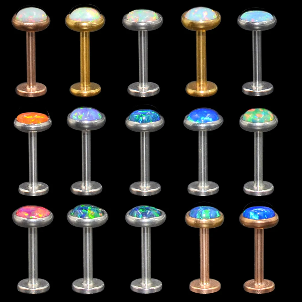 3Pcs Mix Sizes Internal Thread Opal Stone Labret Monroe Lip Stud Ring Opal Ear Cartilage Tragus Helix Earring Piercing  Jewelry