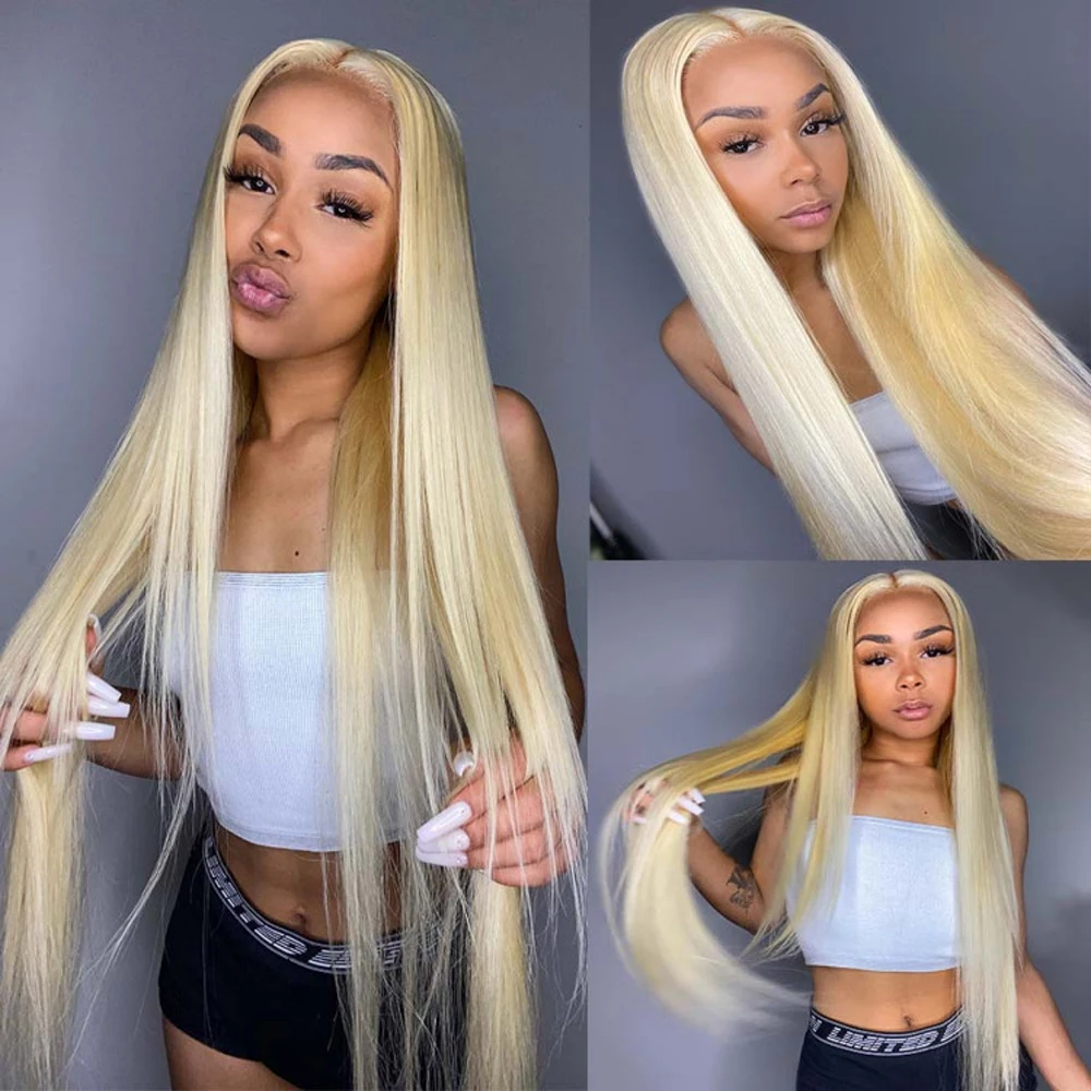 QueenKing hair Lace Front Wig 5x4 Fake ScalpTranspant Lace Blonde 613 Straight Preplucked Hairline Brazilian Human Remy Hair