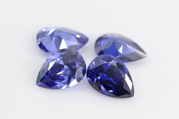 5A Pear Double CheckerBoard Cubic Zirconia Stone Multicolor Brilliant Cut Loose CZ Stones Synthetic Gems Beads For Jewelry