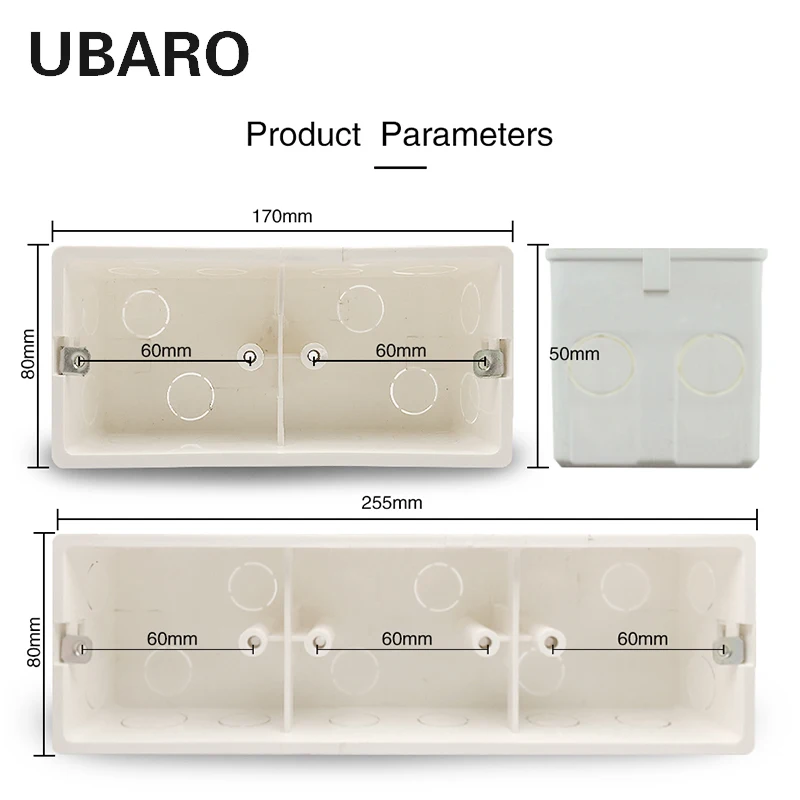 86 Type 5CM Socket Case Concealed Bottom  PC Material White Surface Outlet Junction Wall Light Led Switch Box