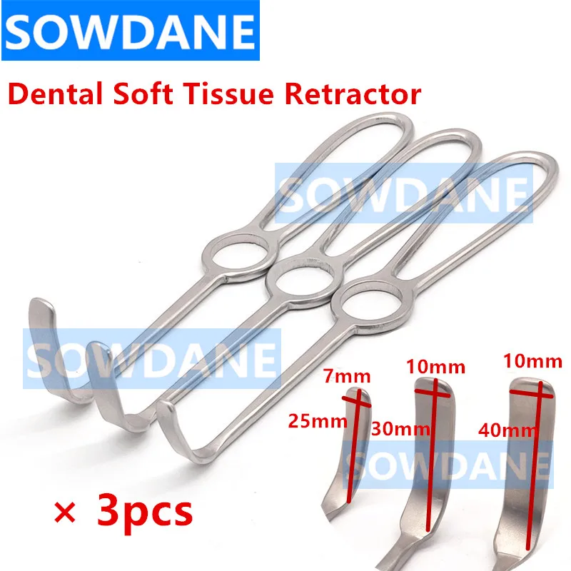 3 pieces Dental Implant Soft Tissue Retractor Cheek Retractor Tissue Surgery Retractors Stainless Steel Surgical Instruments