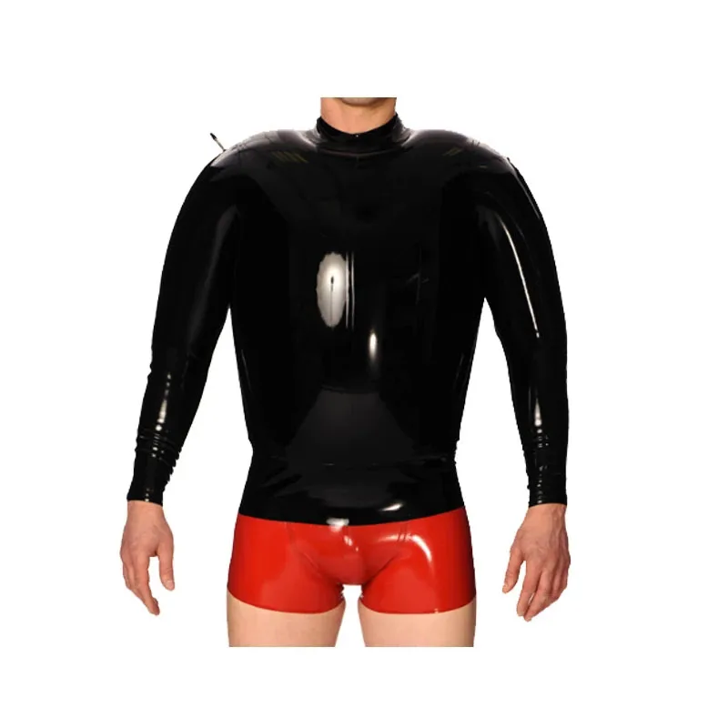 

Handmade 0.4mm Latex Men Double Layer Black Long Rubber Sleeve Top (without boxer)