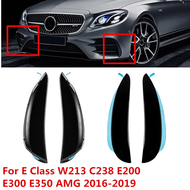 2Pcs Front Bumper Fog Lamp Ait Vent Cover Trim for Mercedes Benz W213 C238 E180 E200 E220 E250 E300 E43 E53 AMG Line 2016-2019