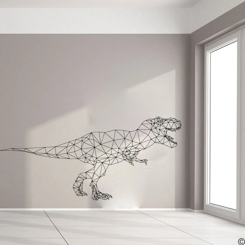 Large Abstract Geometric T-Rex Dinosaur Wall Sticker Boy Room Kids Room  Geometric Dinosaur Animal Wall Decal Art