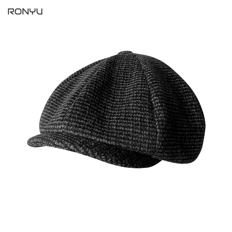 New Winter Caps For Men Black Men\'s Newsboy Hats Vintage Herringbone Octagon Cap Women Berets Gatsby Flat Hat BJM17