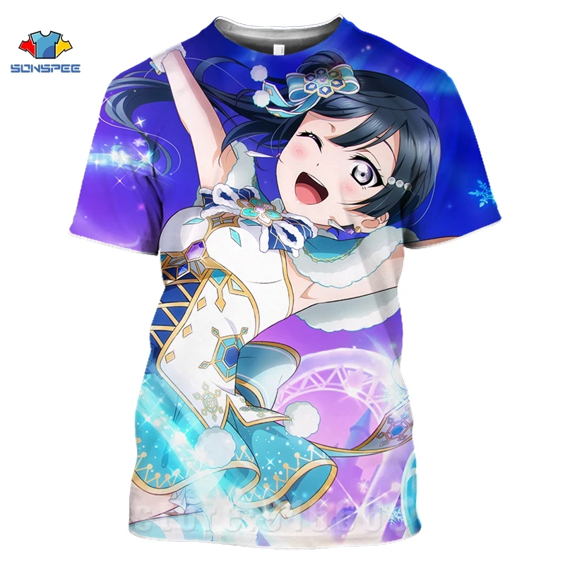 SONSPEE 3D Printed T Shirt Love Live Anime T Shirt Women Harajuku Short Sleeve Fun T-Shirt Loli Girl Role Playing Game Top Tee