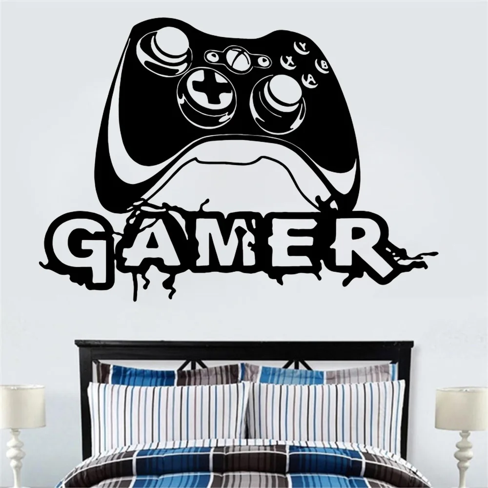 Large Graffiti Video Game Joystick Wall Decal Playroom Gaming Zone Xbox Gamer Wall Sticker Bedroom Vinyl Home Decor