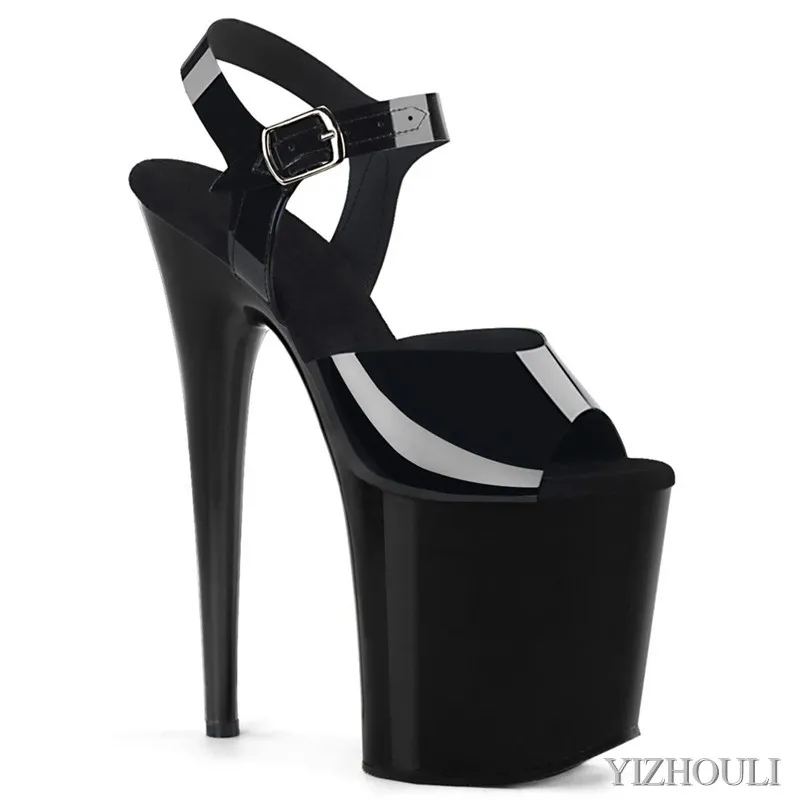 20 cm sexy transparent vamp heels 8 inch lacquered stiletto sandals pole dancing model stage show sandals
