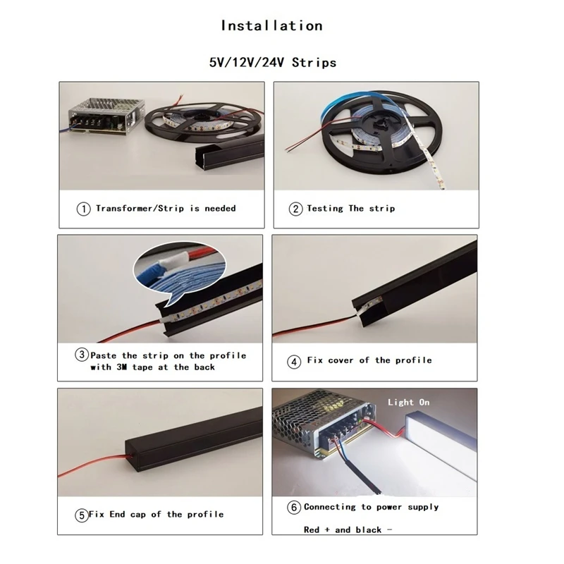 Imagem -03 - Polegada 100cm u w Preto Conduziu o Perfil de Alumínio 12v Barra de Luz Habitação Capa Encaixada Superfície Montagem Linear Cozinha Cabine 1030 Peças 40