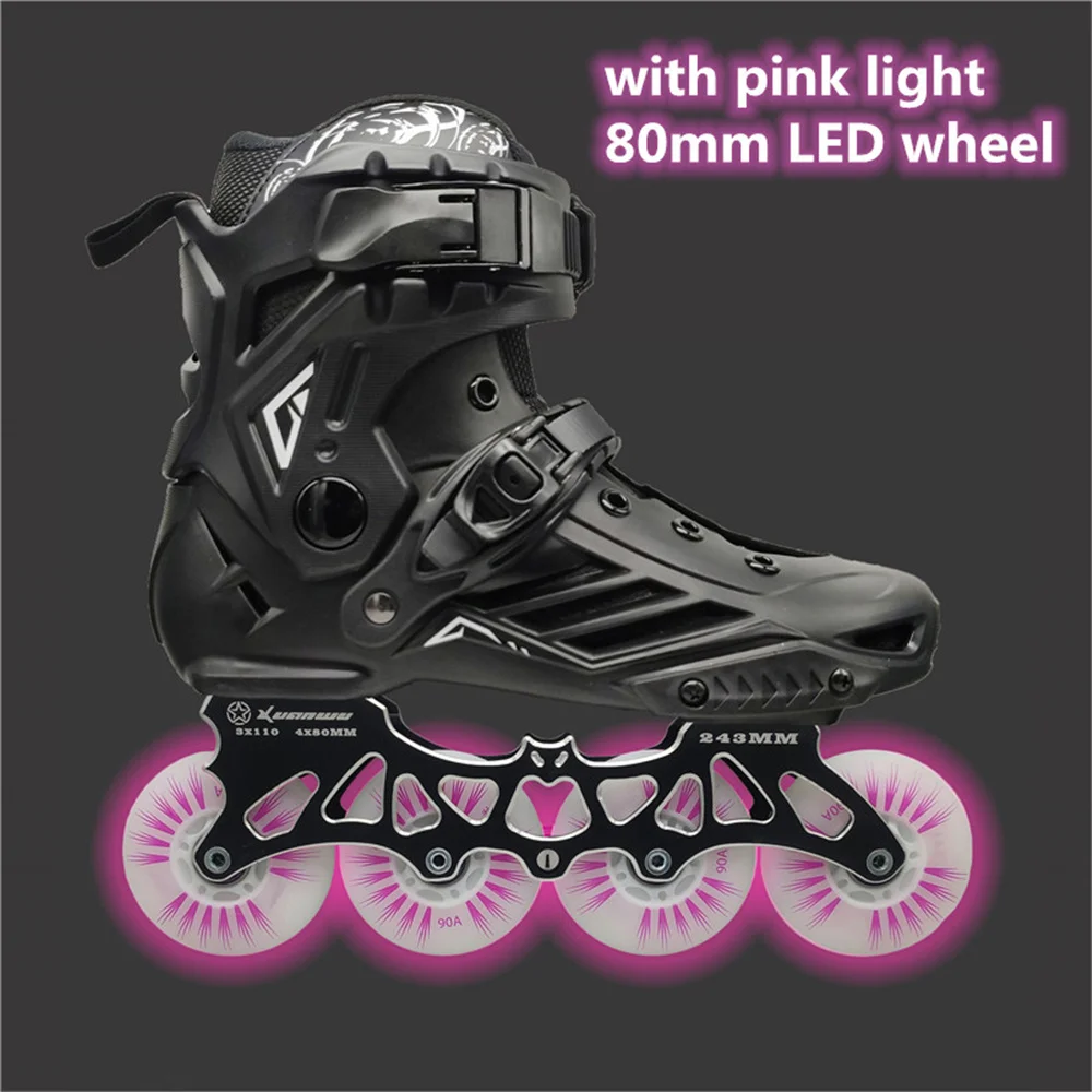 LED 80mm Skates Shoes for Inline Roller FSK Slalom Skate Shoes White Red Blue Pink Colorful Flash 4 Wheel / 3 Wheel Speed Shine