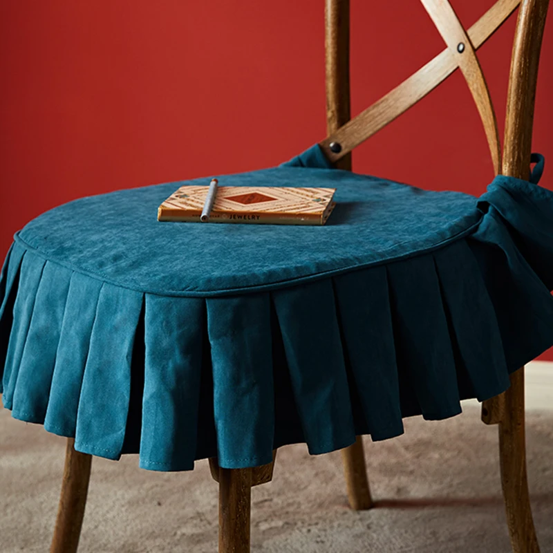 Simple Solid Color Chair Cover Four Seasons Universal Wedding Party Cushion Plush Retro Matching Dining Chair Cushion Non-Slip