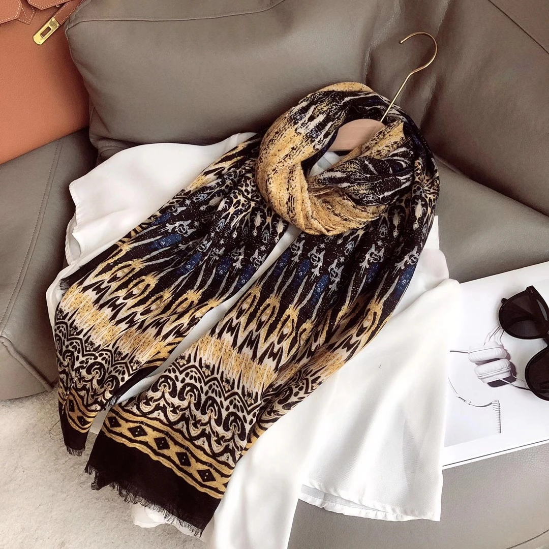 

2021 Fashion Cotton Geometry Fringe Scarf Shawls Long Geometric Wrap Hijab Scarves Free Shipping